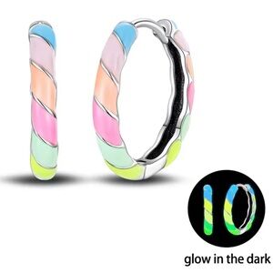 Glow-in-the-Dark rainbow stripe Hoop Earrings NWT